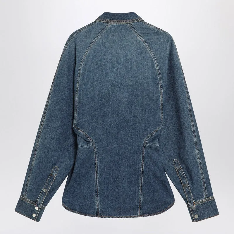 Rounded Blue Denim Shirt sold by Wanan Luxury product image thumbnail 2
