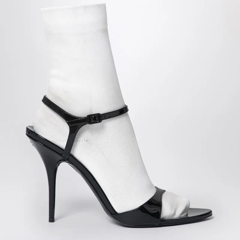 Avenue Sock Black Sandal In Patent Leather And Mesh sold by Wanan Luxury