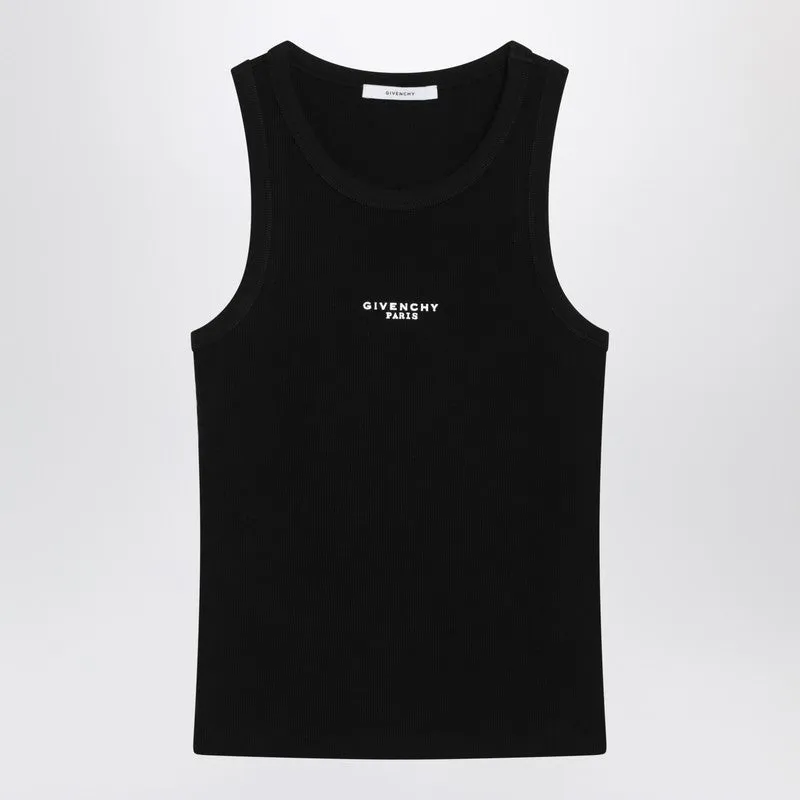 Black Slim-Cut Tank Top With Logo sold by Wanan Luxury