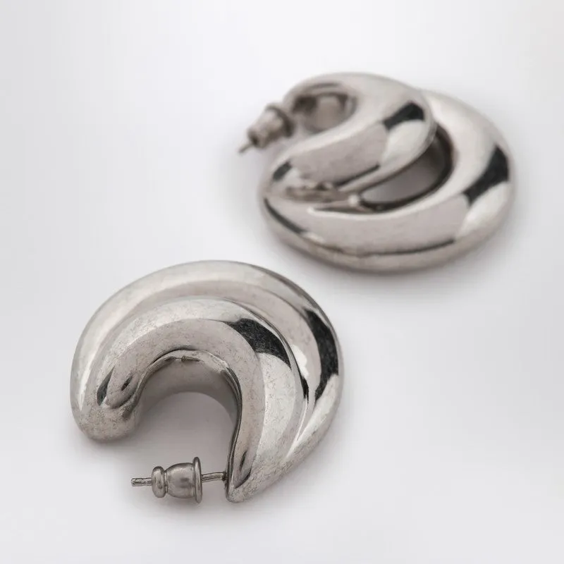 Blow Up Huggies Earrings In Silver Tone sold by Wanan Luxury product image thumbnail 2