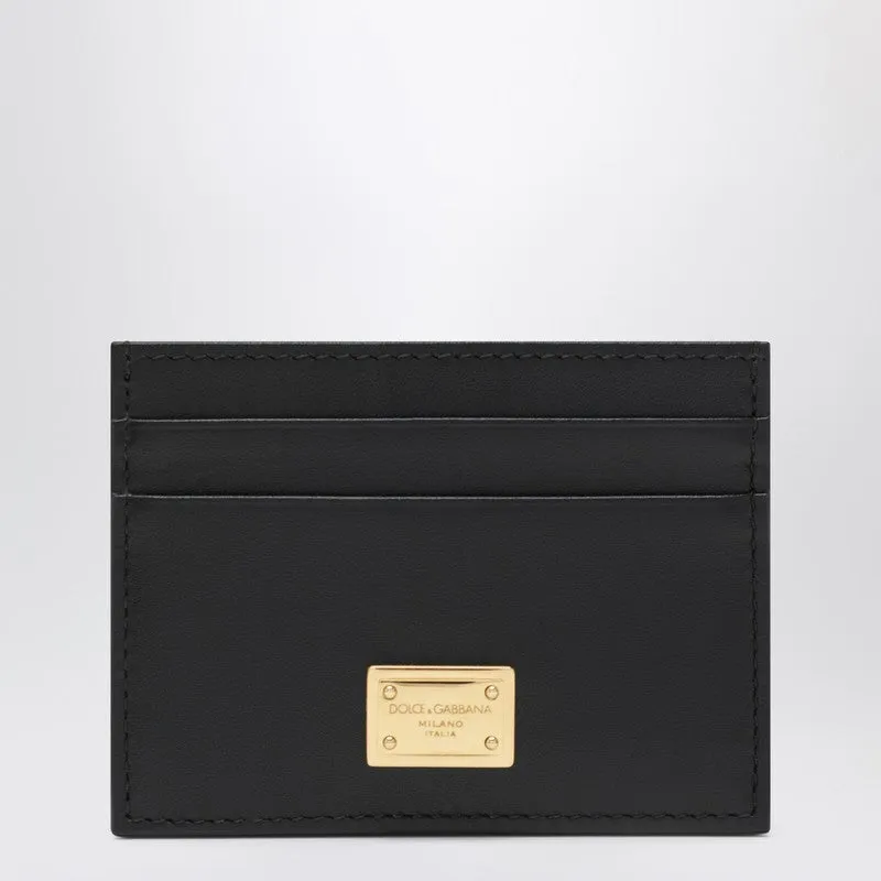 Black Leather Card Holder With Logo Tag sold by Wanan Luxury