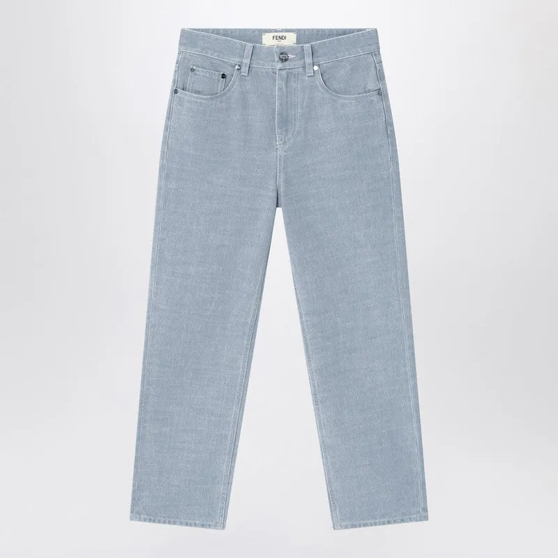 Light Blue Straight Jeans sold by Wanan Luxury