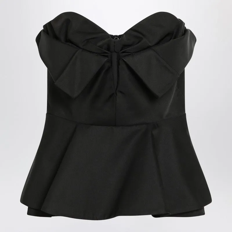 Black Corset Top In Silk Blend made by Alexander McQueen