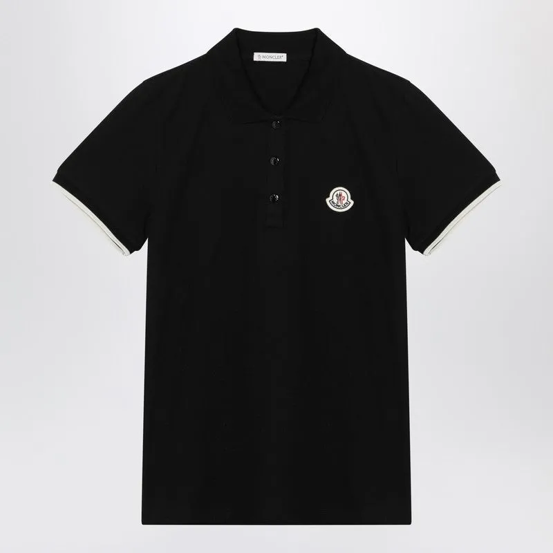 Black Cotton Piqué Polo Shirt With Embroidered Logo sold by Wanan Luxury