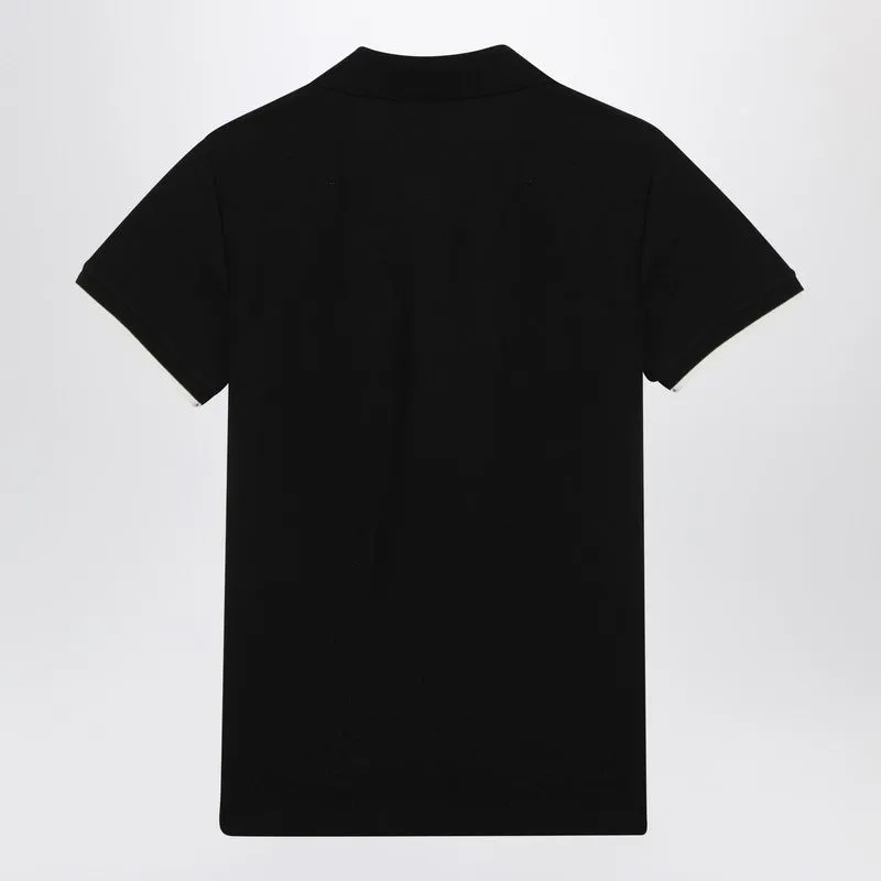 Black Cotton Piqué Polo Shirt With Embroidered Logo sold by Wanan Luxury product image thumbnail 2