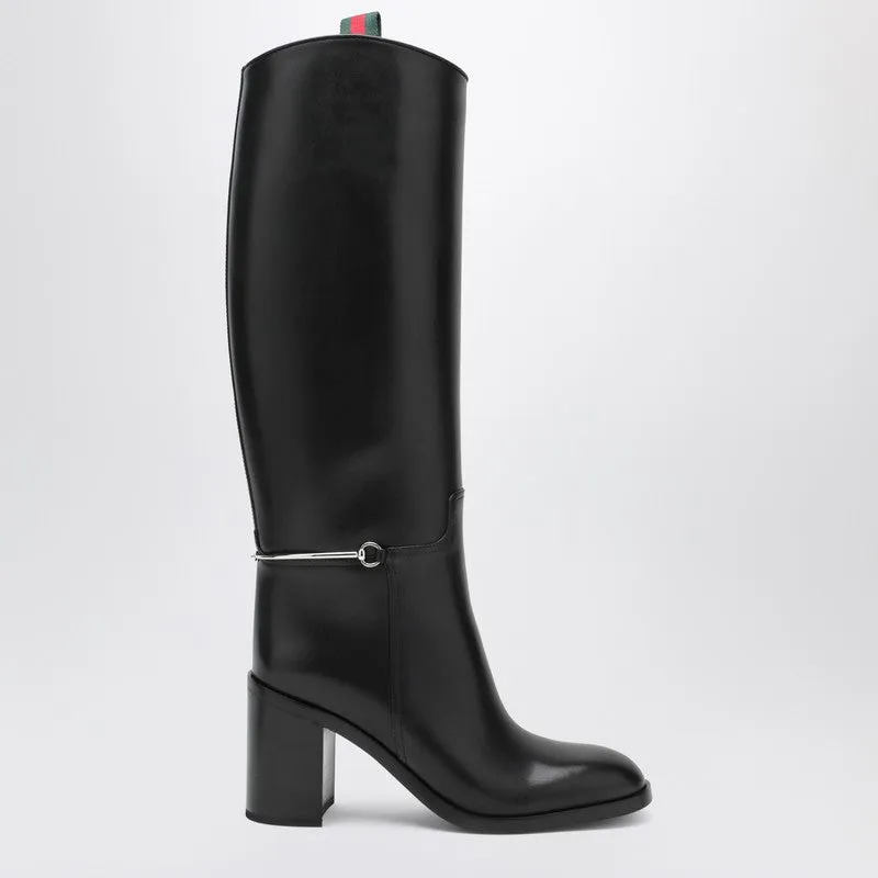 Tall Black Boot With Slim Horsebit sold by Wanan Luxury