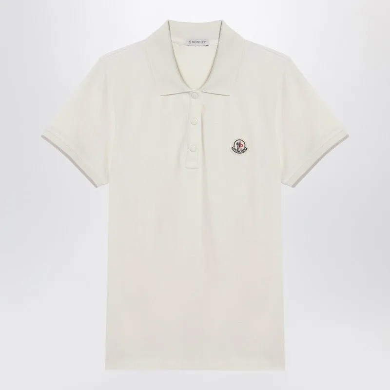 White Cotton Polo Shirt With Logo Patch sold by Wanan Luxury
