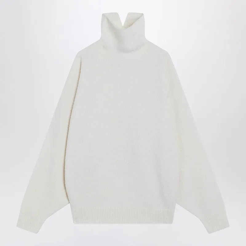 White Turtleneck Sweater In Wool sold by Wanan Luxury