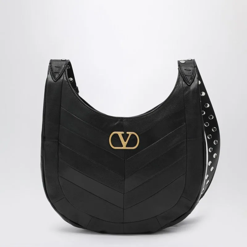 Small Hoboho Bag In Black Chevron-Pattern Nappa sold by Wanan Luxury