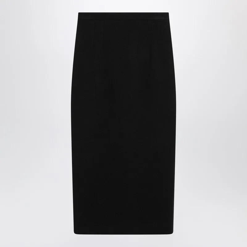 Black Wool Cloth Pencil Skirt sold by Wanan Luxury