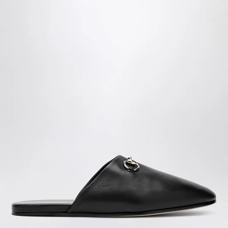 Black Leather Mules With Horsebit sold by Wanan Luxury