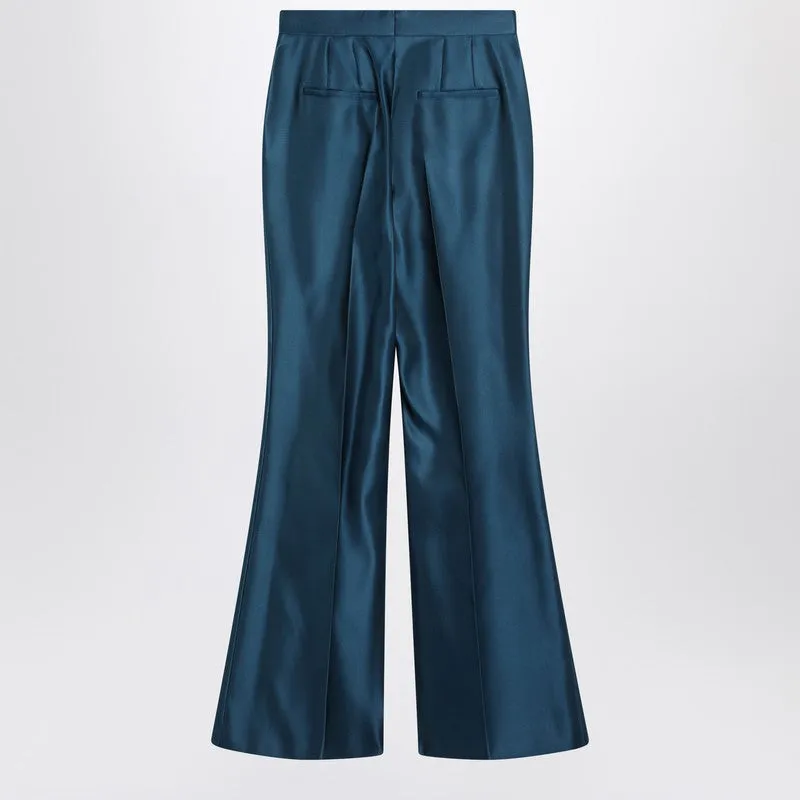 Teal Blue Duchess Satin Trousers sold by Wanan Luxury product image thumbnail 2