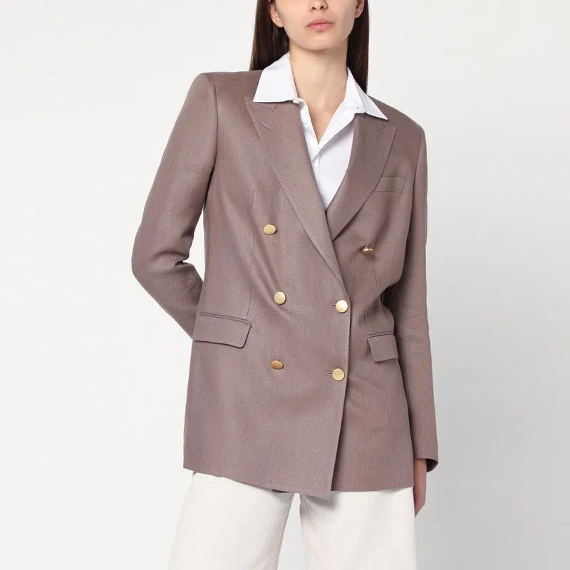 Brown Double-Breasted Linen Jacket sold by Wanan Luxury