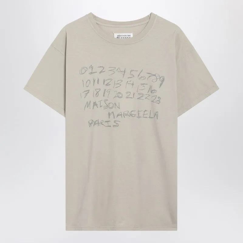 Numeric Sand-Coloured Cotton T-Shirt made by Maison Margiela