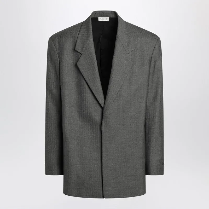 Grey Single-Breasted Wool Blazer sold by Wanan Luxury