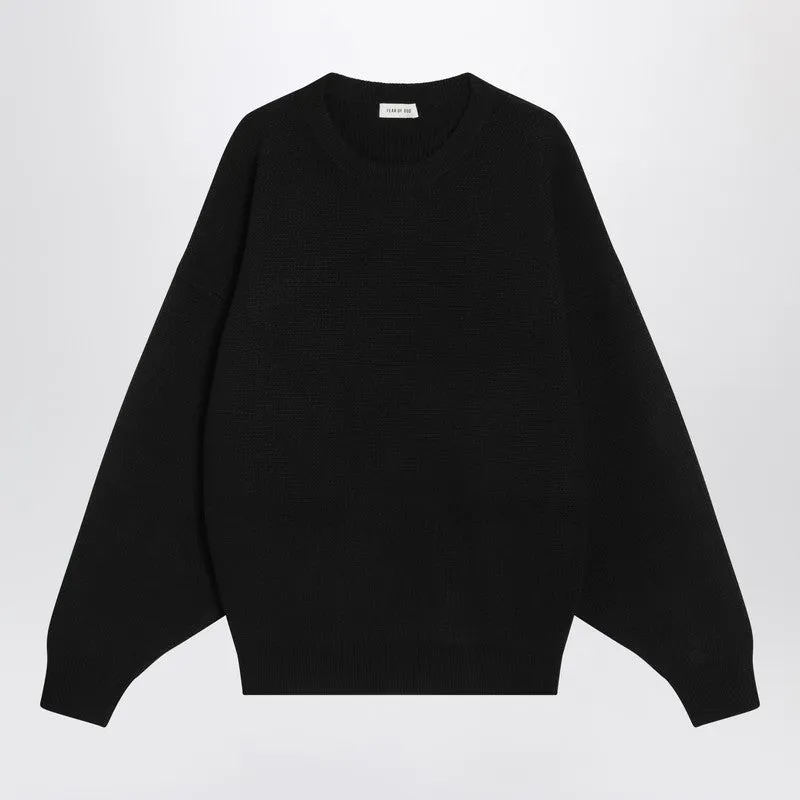 Black Crewneck Sweater In Wool sold by Wanan Luxury