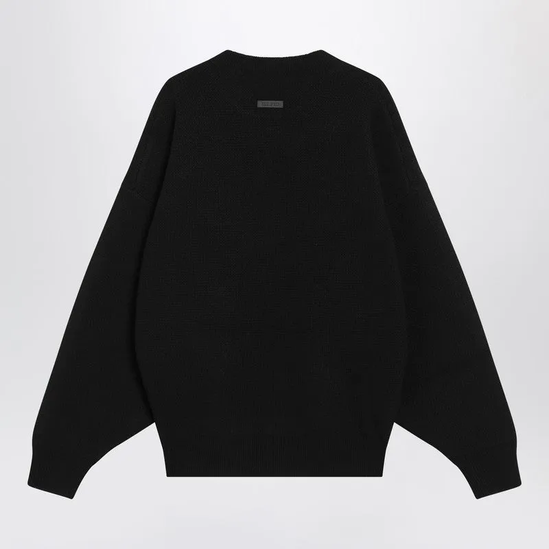Black Crewneck Sweater In Wool sold by Wanan Luxury product image thumbnail 2