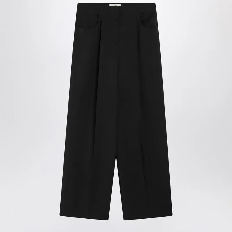Black Wool And Mohair Trousers sold by Wanan Luxury