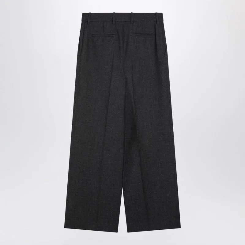 Dark Grey Wool Wide Trousers sold by Wanan Luxury product image thumbnail 2