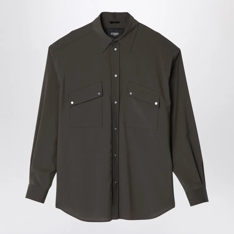 Dark Green Wool Blouson made by Fendi