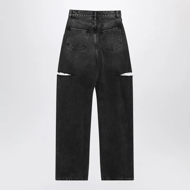 Washed Black Jeans With Side Rips sold by Wanan Luxury product image thumbnail 2