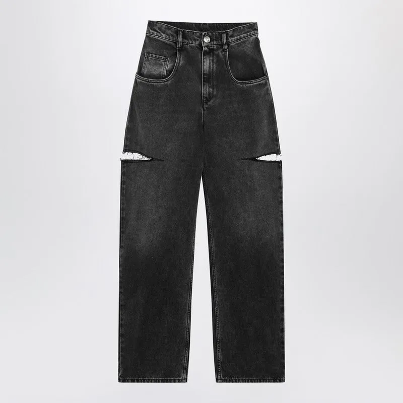 Washed Black Jeans With Side Rips sold by Wanan Luxury