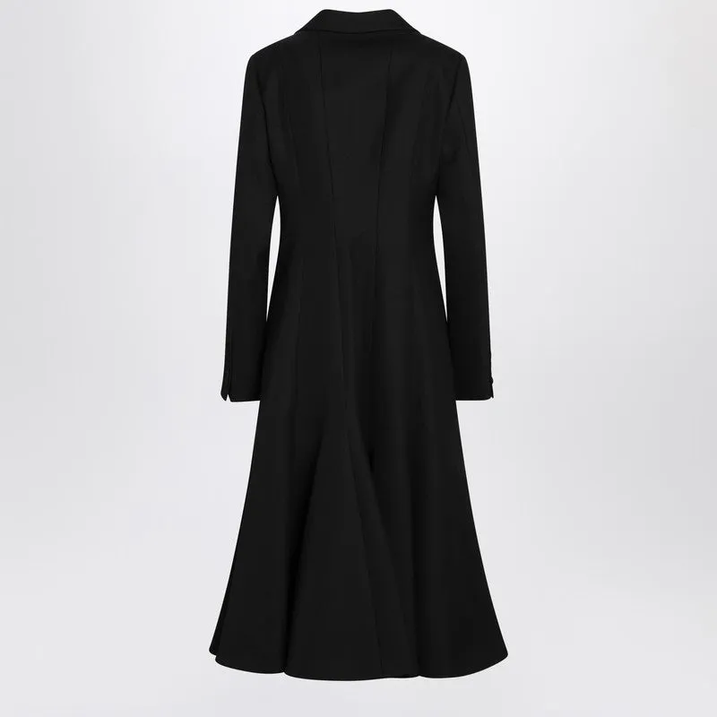 Black Grain De Poudre Wool Coat sold by Wanan Luxury product image thumbnail 2