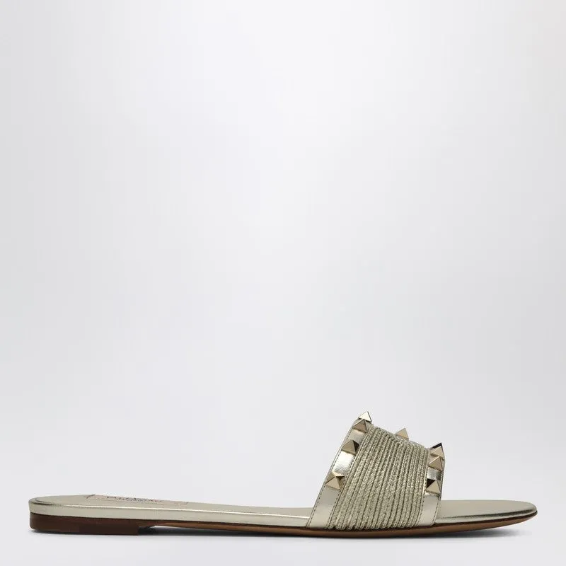 Roman Stud Sandals In Platinum Colour made by Valentino Garavani
