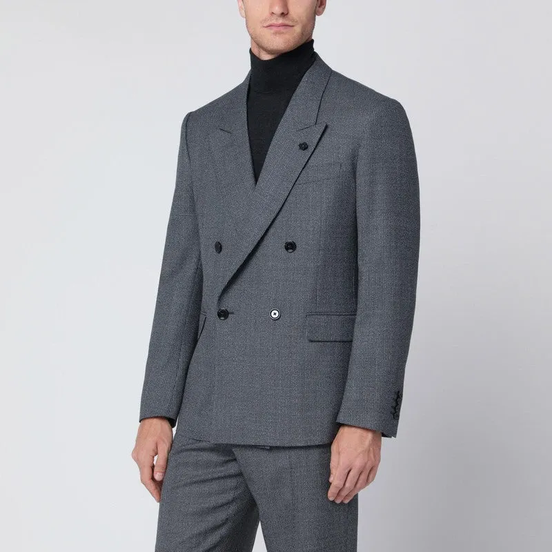 Grey Wool Double-Breasted Jacket sold by Wanan Luxury