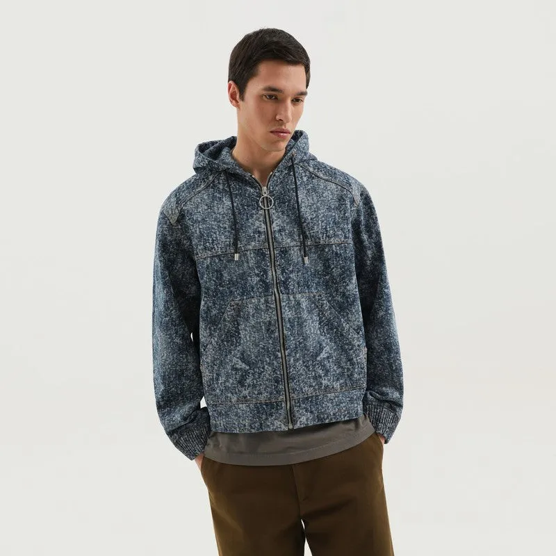 Denim Marbled Zip Hoodie made by 1989 Studio