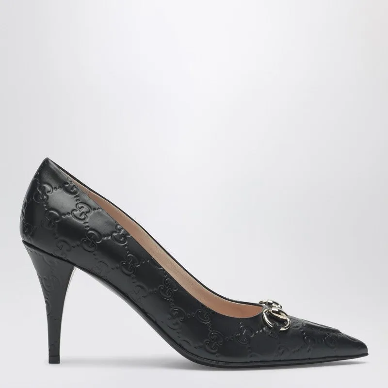 Black Gg Leather Pumps With Horsebit sold by Wanan Luxury