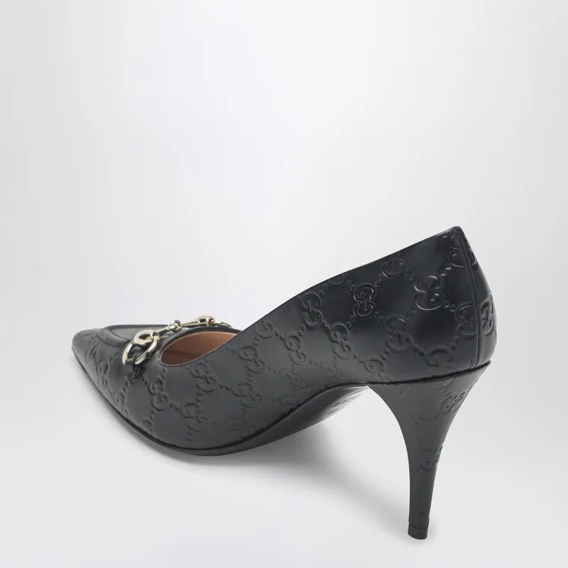 Black Gg Leather Pumps With Horsebit sold by Wanan Luxury product image thumbnail 2
