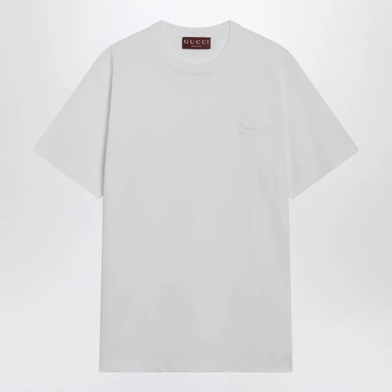 White T-Shirt With Horsebit Embroidery made by Gucci