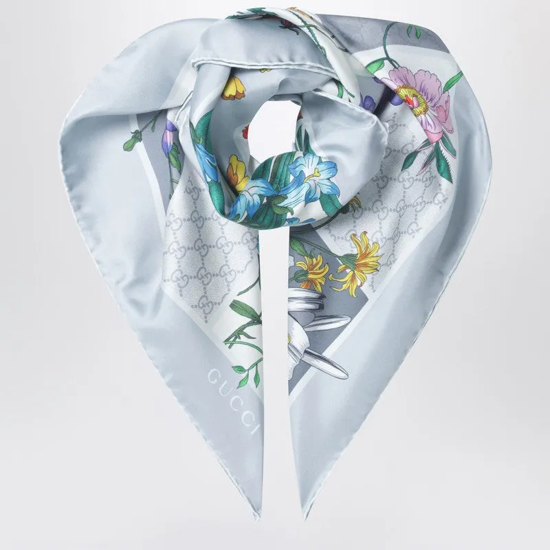 Silk Twill Scarf With Flora Print sold by Wanan Luxury