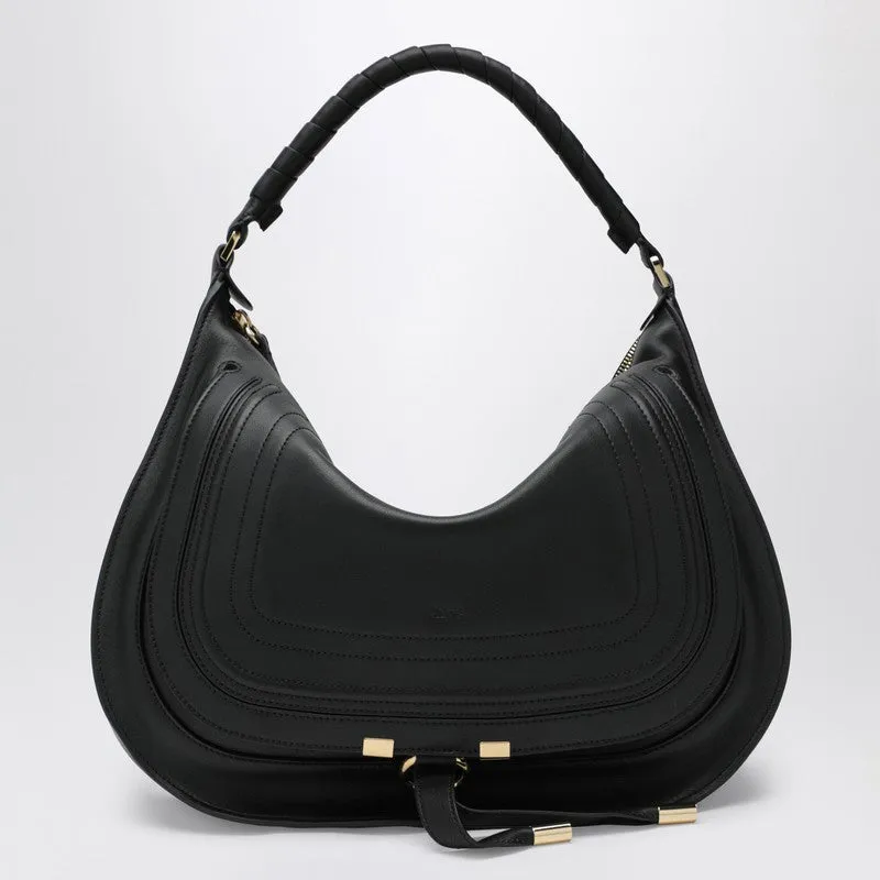 Black Leather Marcie Shoulder Bag sold by Wanan Luxury