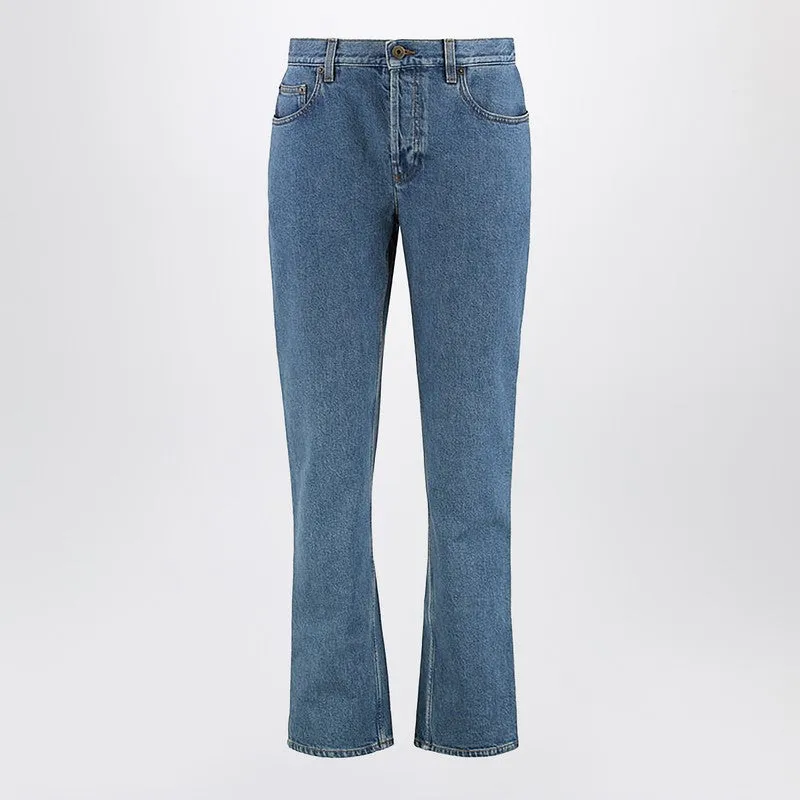 Straight Jeans In Mid Blue Denim sold by Wanan Luxury