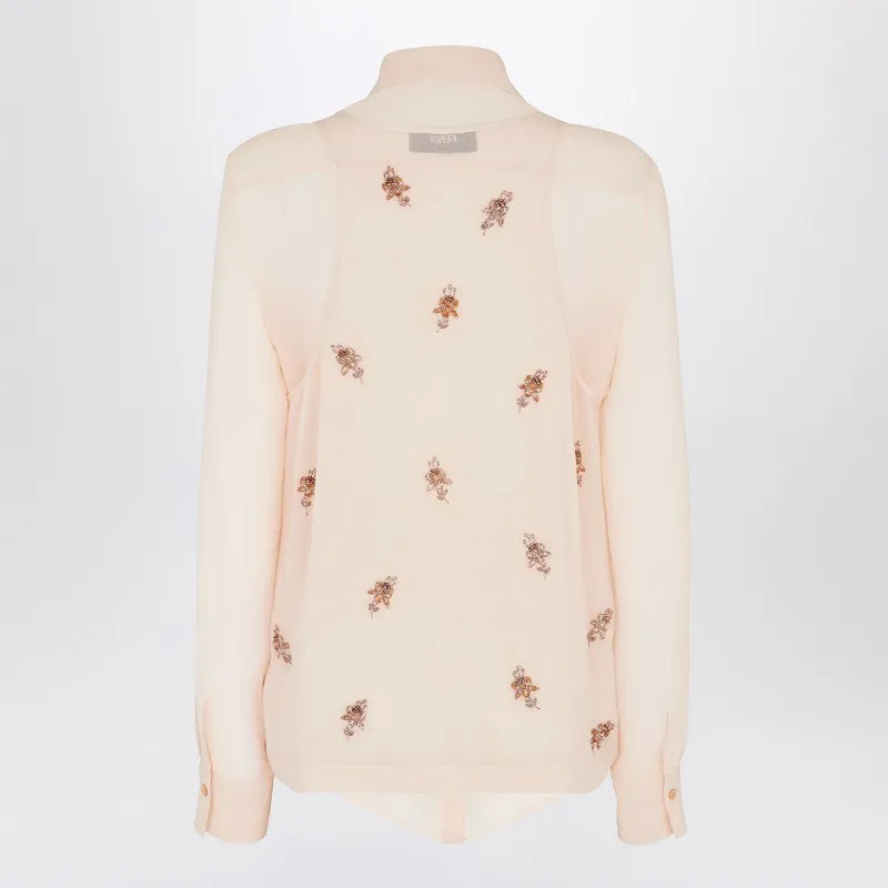 Embroidered Pink Georgette Shirt sold by Wanan Luxury product image thumbnail 2