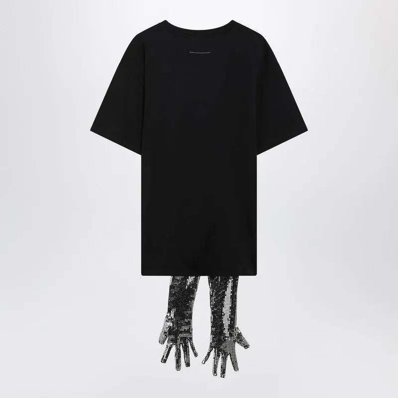Black Cotton T-Shirt With Gloves sold by Wanan Luxury product image thumbnail 2