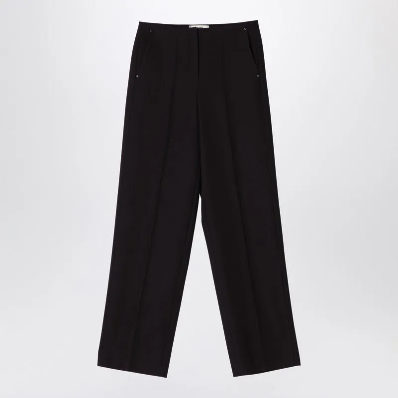 Dark Purple Grain De Poudre Wool Trousers sold by Wanan Luxury