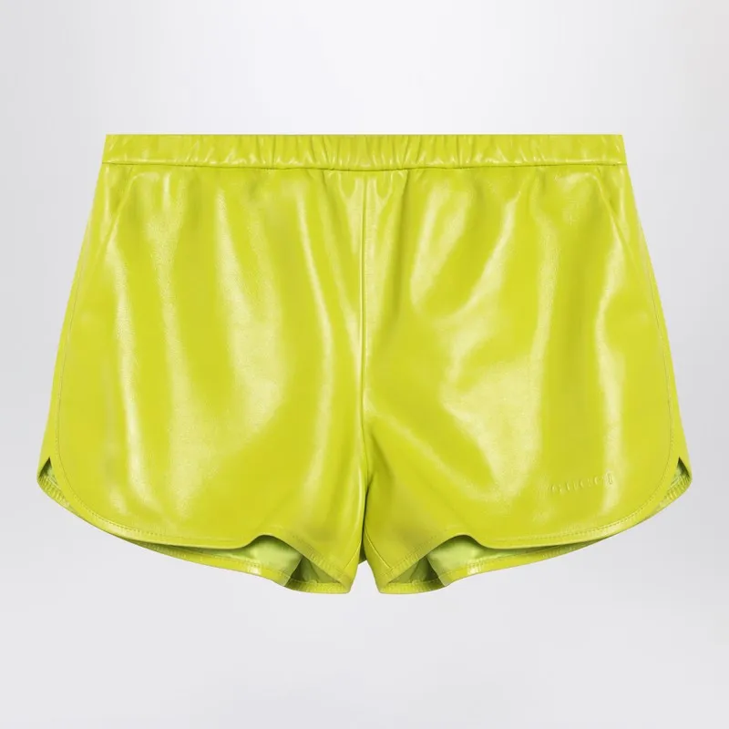 Lime Green Shorts In Leather made by Gucci