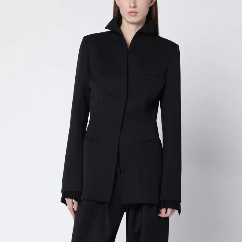 Black Single-Breasted Wool Blazer sold by Wanan Luxury