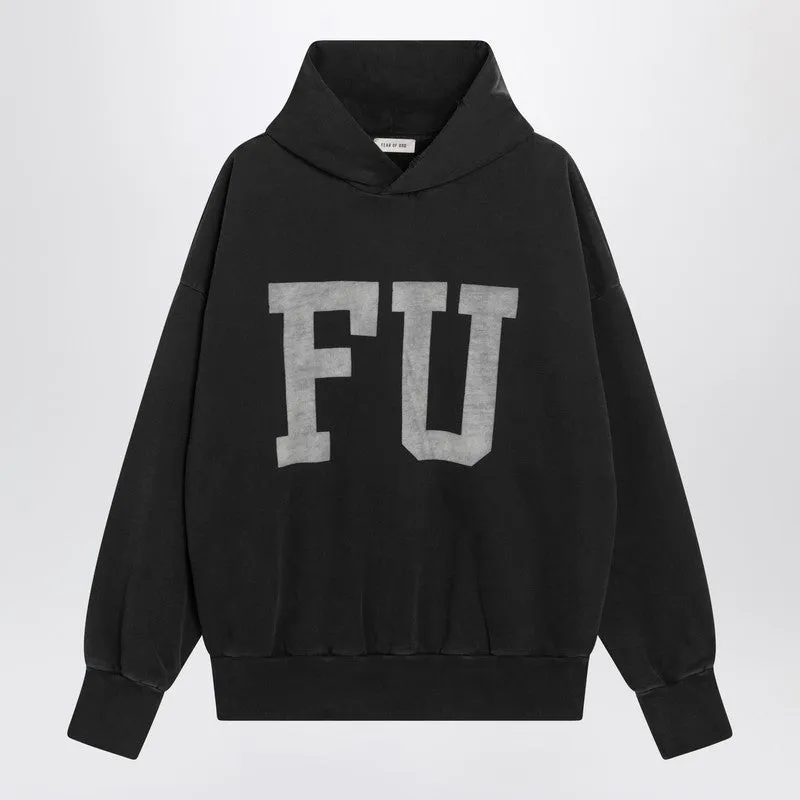 Black Vintage-Effect Fu Hoodie sold by Wanan Luxury