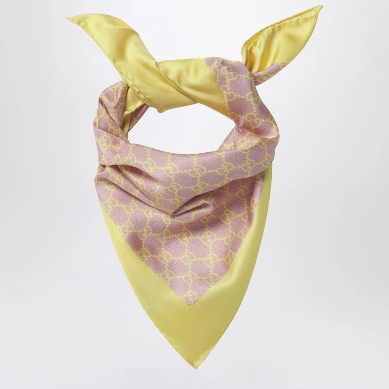 Silk Twill Scarf In Pink And Yellow sold by Wanan Luxury