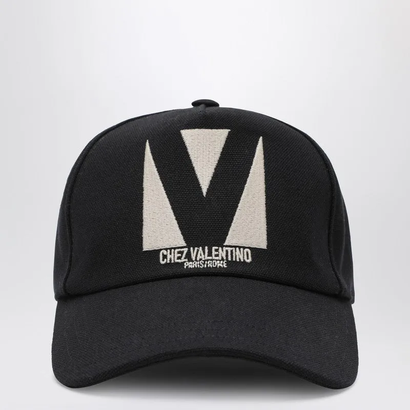 Chez Valentino Black Baseball Cap sold by Wanan Luxury