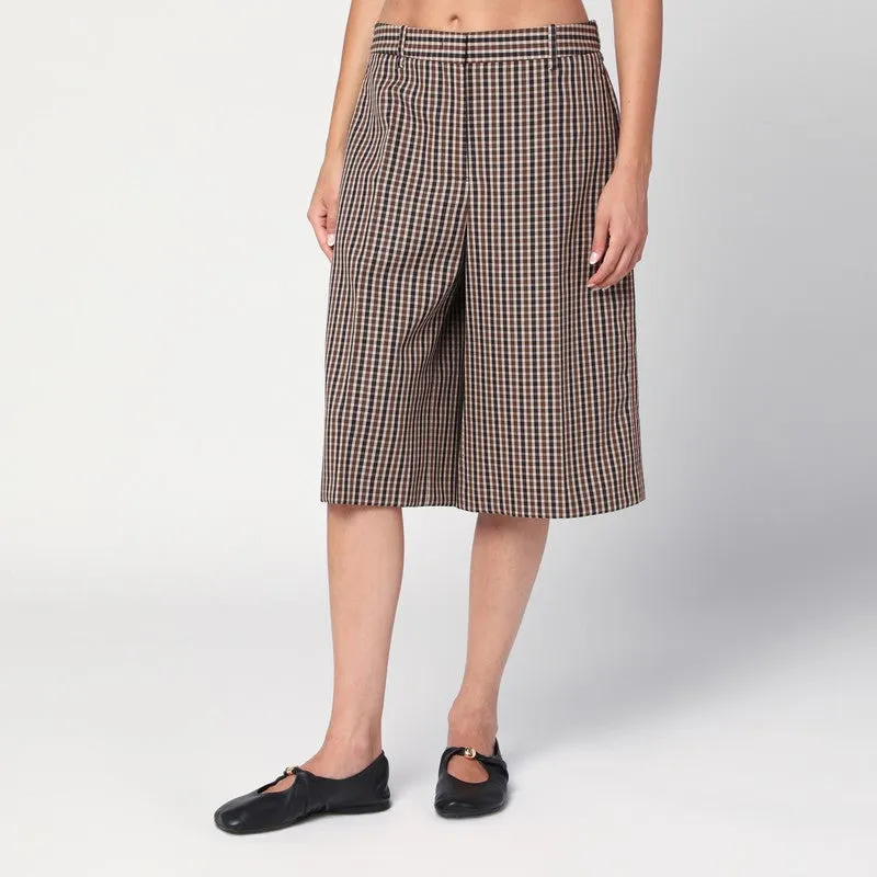 Brown Check Wool Bermuda Shorts made by Jil Sander