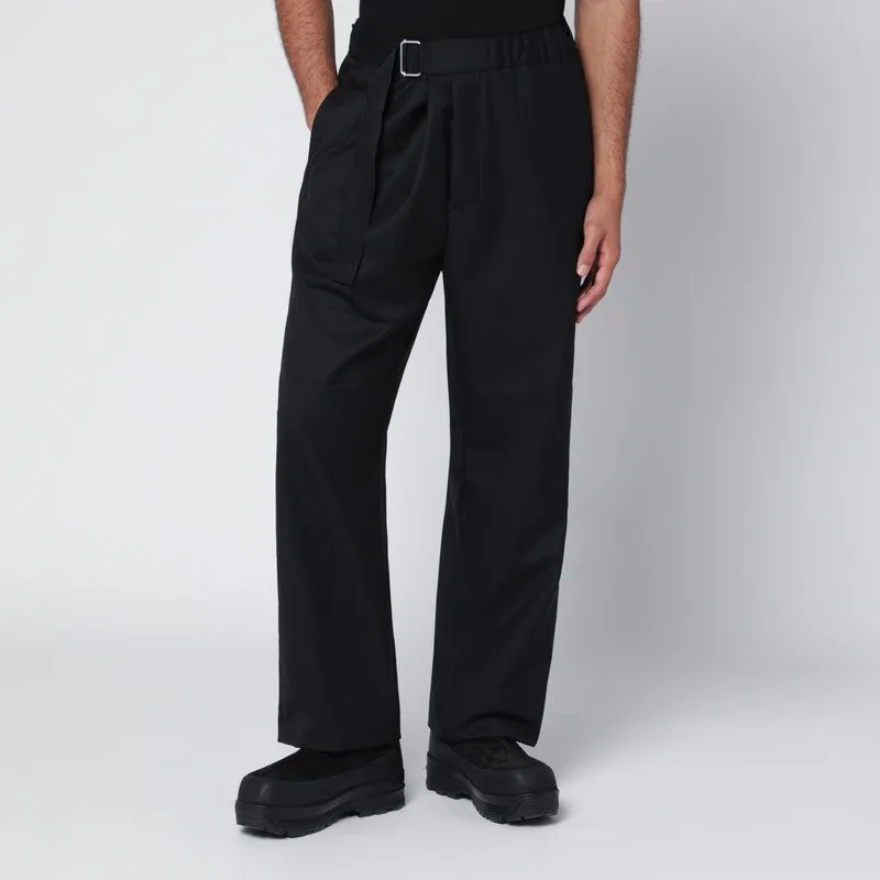 Black Regs Trousers In Wool Blend sold by Wanan Luxury