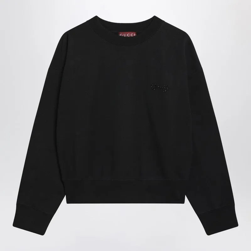 Black Sweatshirt With Horsebit Embroidery sold by Wanan Luxury
