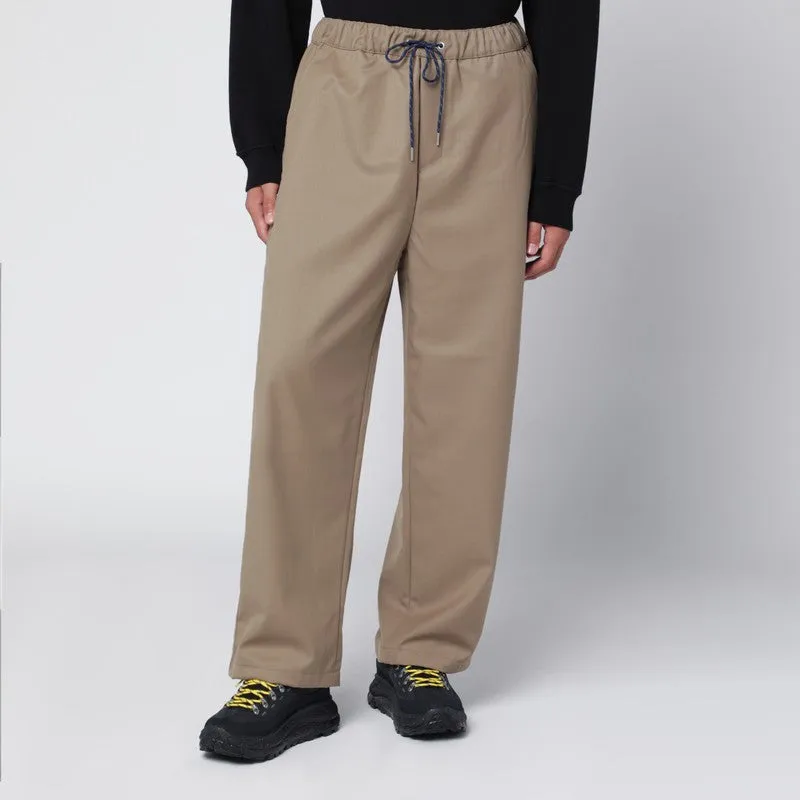 Beige Base Trousers In Wool Blend sold by Wanan Luxury