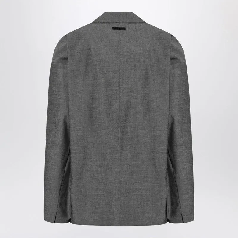 Gray Single-Breasted Jacket In Cotton And Wool sold by Wanan Luxury product image thumbnail 2