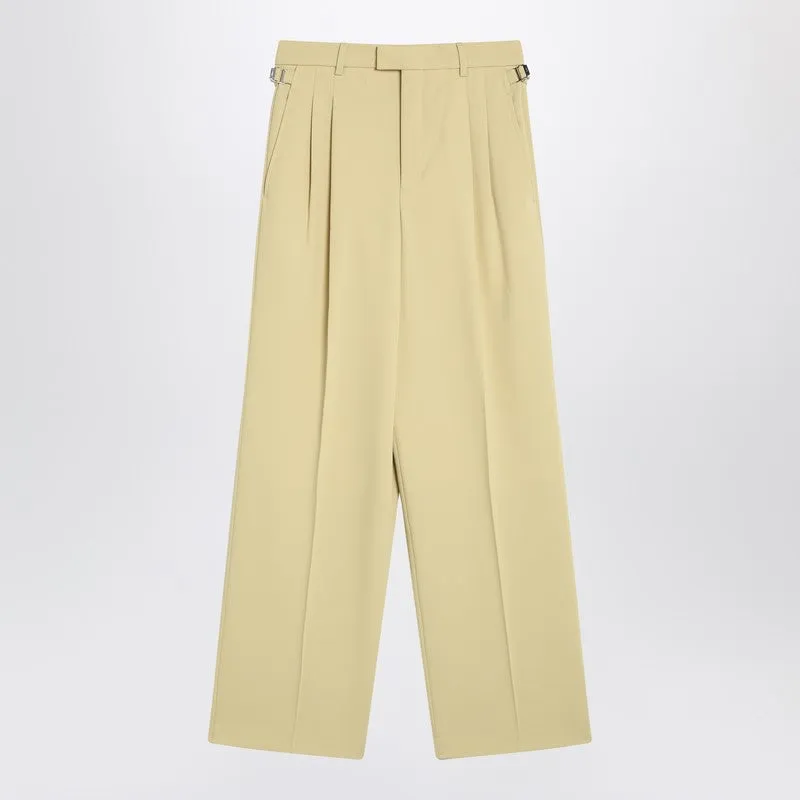 Wide Lime-Coloured Wool Trousers sold by Wanan Luxury